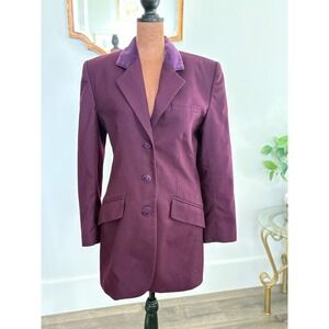 Casual Corner 100% Wool Blazer Velvet Collar Purple Women's Coat Jacket